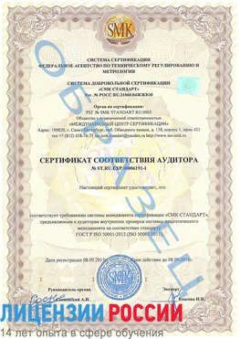 Образец сертификата соответствия аудитора №ST.RU.EXP.00006191-1 Добрянка Сертификат ISO 50001